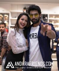 H&M Hyderabad Launch- Pragya Jaiswal with Rana Dagubatti.JPG