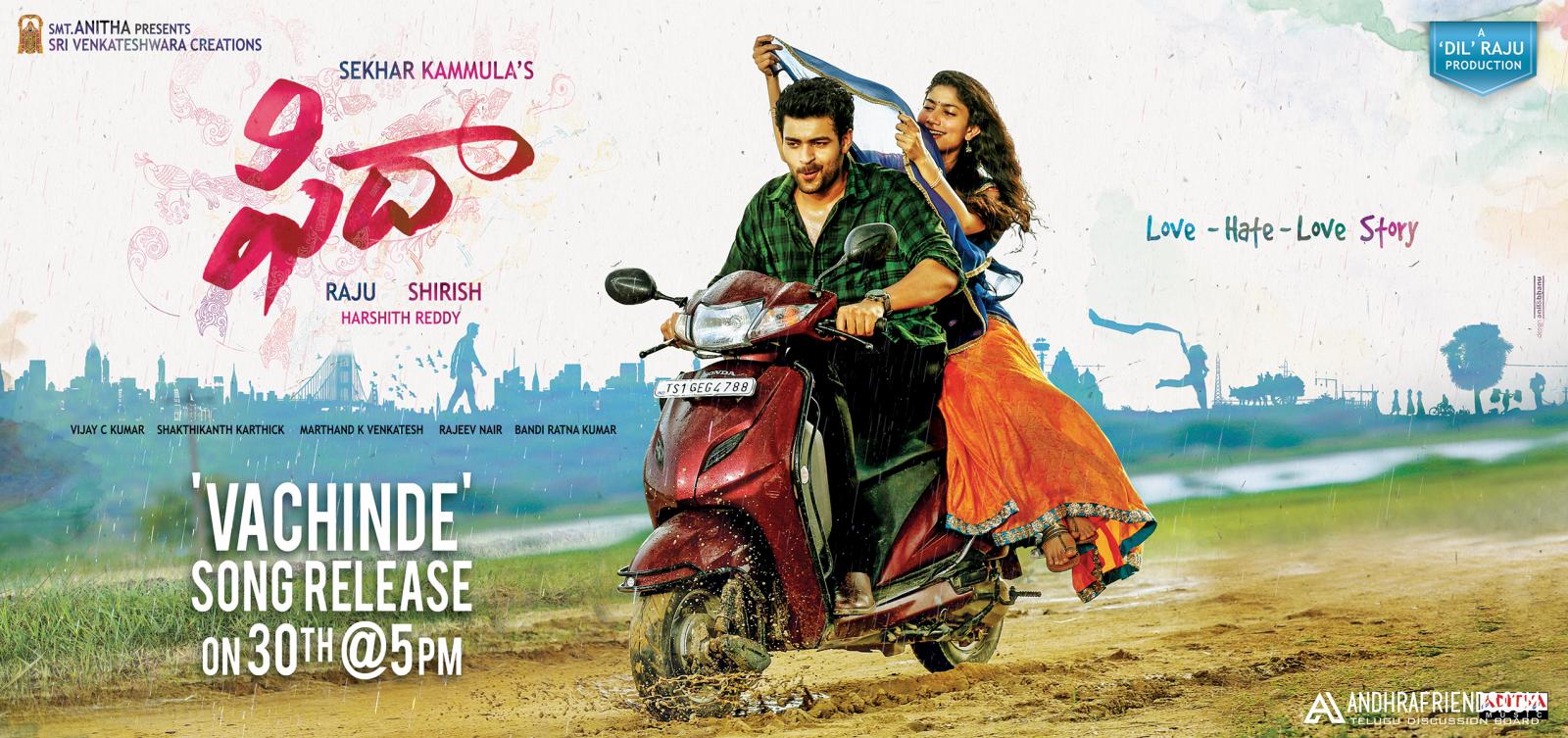 Fidaa Movie Song Release Date Poster