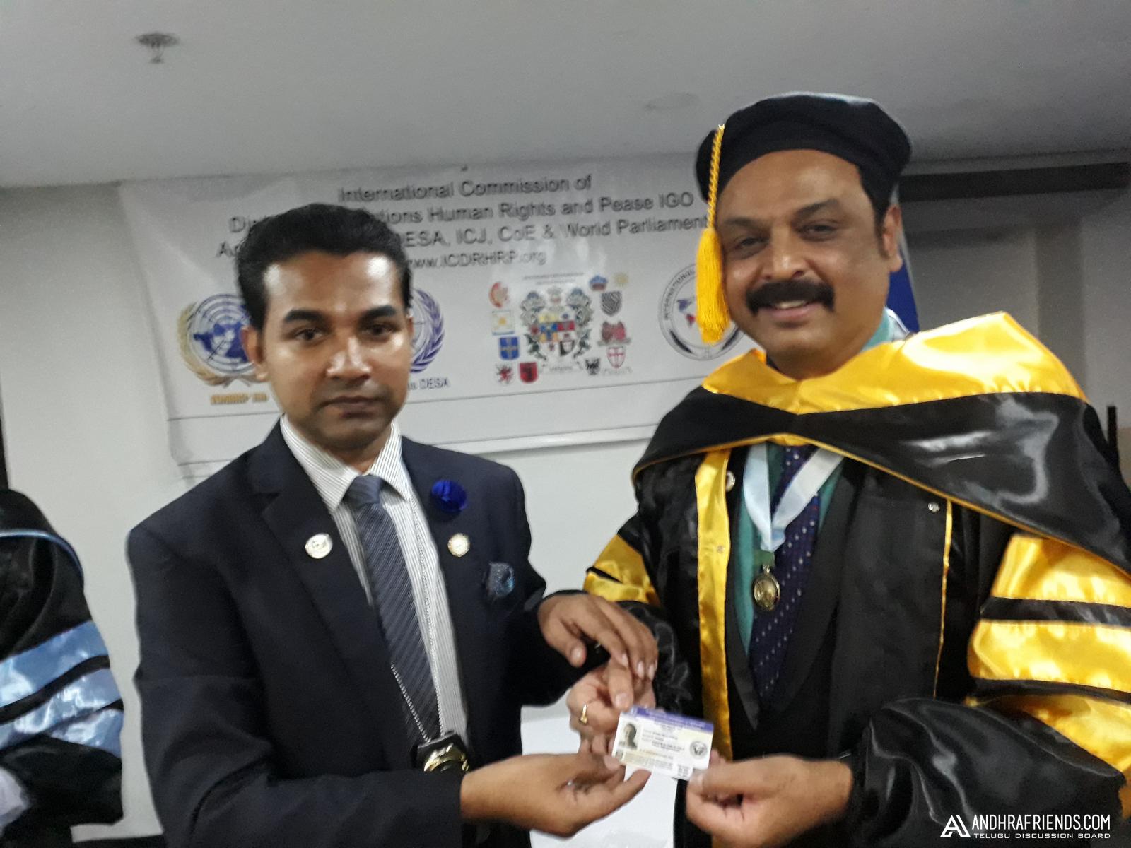 Naresh Got His Excellency Award Form United Nations